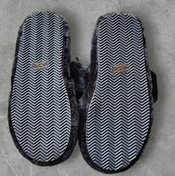 Black Faux Fur Platform Slippers - Picture 4 of 4